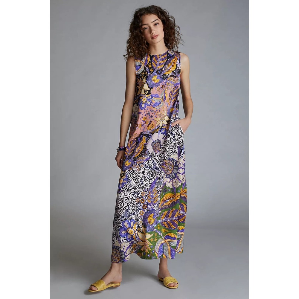 Anthropologie Alanna Maxi Dress‎ 2X sleeveless floral tropical maxi $178 retail